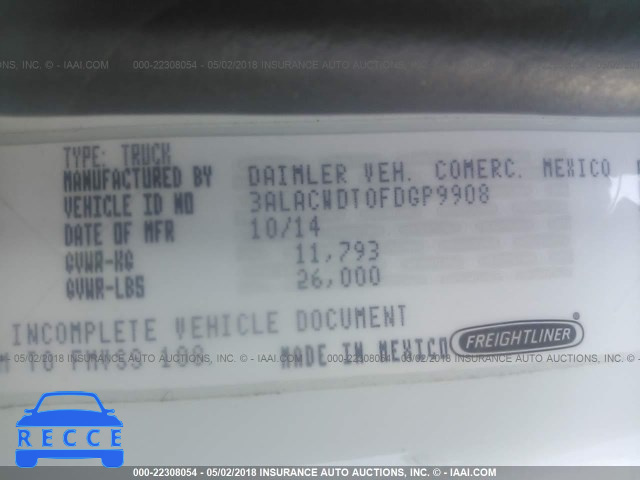 2015 FREIGHTLINER M2 106 MEDIUM DUTY 3ALACWDT0FDGP9908 Bild 9