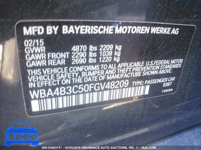 2015 BMW 435 XI/GRAN COUPE WBA4B3C50FGV48209 зображення 8