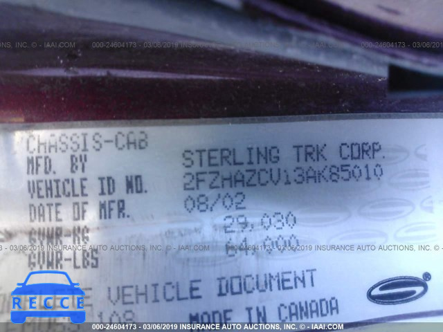 2003 STERLING TRUCK LT 9500 2FZHAZCV13AK85010 image 8