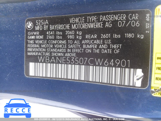 2007 BMW 525 I WBANE53507CW64901 image 8