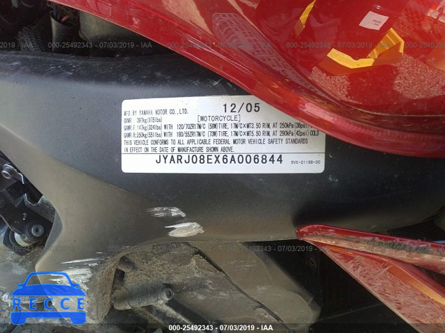2006 YAMAHA FZ6 S JYARJ08EX6A006844 зображення 9