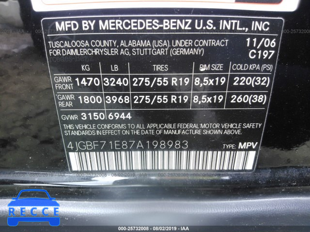 2007 MERCEDES-BENZ GL 450 4MATIC 4JGBF71E87A198983 image 8