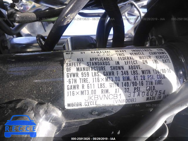 1996 KAWASAKI VN800 B JKBVNCB13TA040754 зображення 9