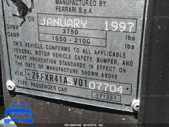 1997 FERRARI F355 GTB ZFFXR41A5V0107704 image 8