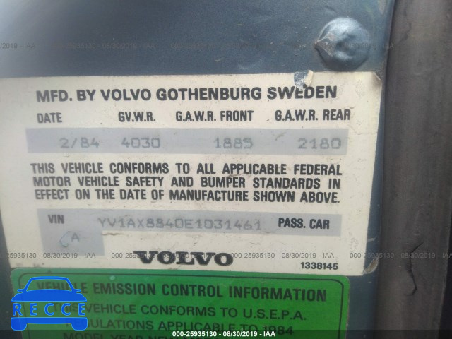 1984 VOLVO 244 DL/GL YV1AX8840E1031461 Bild 8