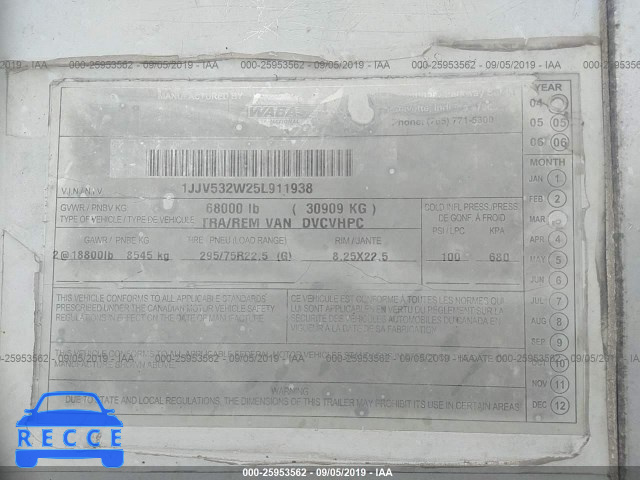 2005 WABASH NATIONAL CORP VAN 1JJV532W25L911938 image 8