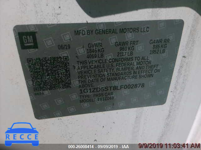 2020 CHEVROLET MALIBU LT 1G1ZD5ST8LF002878 Bild 8