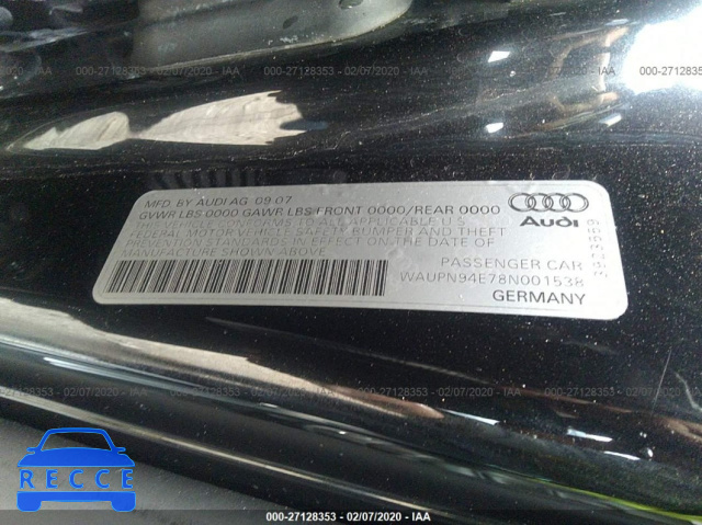 2008 AUDI S8 WAUPN94E78N001538 image 8