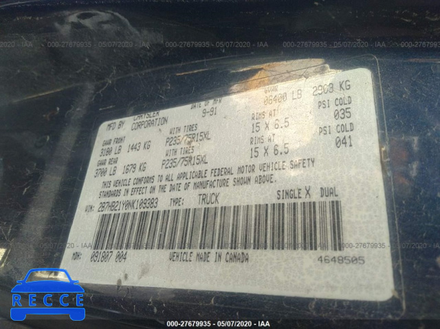 1992 DODGE RAM VAN B250 2B7HB21Y0NK109383 image 8