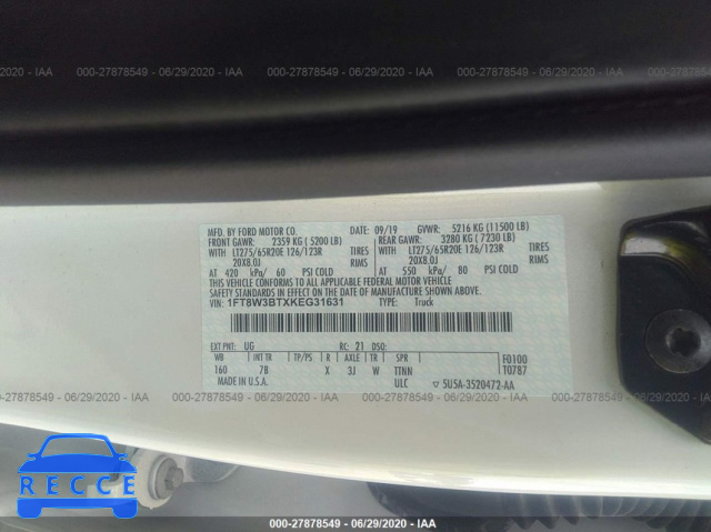 2019 FORD SUPER DUTY F-350 SRW XL/XLT/LARIAT 1FT8W3BTXKEG31631 image 8