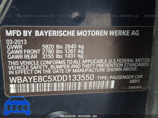 2013 BMW 7 SERIES 750LI/ALPINA B7 WBAYE8C5XDD133550 image 8