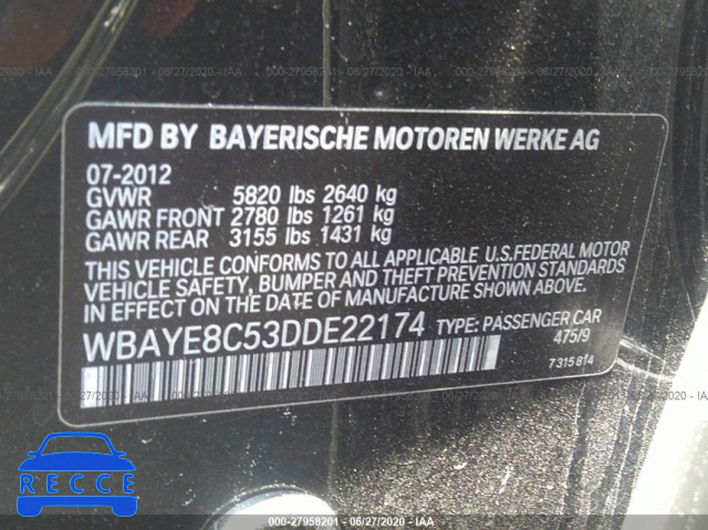 2013 BMW 7 SERIES 750LI/ALPINA B7 WBAYE8C53DDE22174 image 8