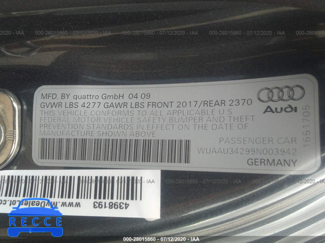 2009 AUDI R8 4.2 QUATTRO WUAAU34299N003942 зображення 8