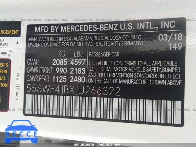 2018 MERCEDES-BENZ C-CLASS 300 55SWF4JBXJU266322 image 8
