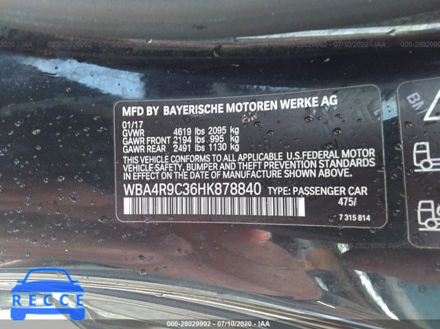 2017 BMW 4 SERIES 430I XDRIVE WBA4R9C36HK878840 image 8