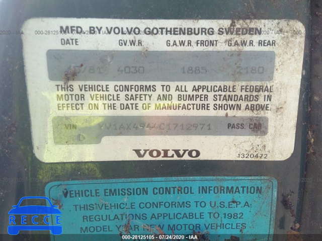 1982 VOLVO 244 DL/GL YV1AX4944C1712971 image 8