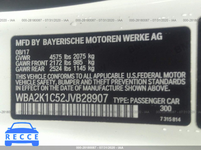 2018 BMW 2 SERIES 230I XDRIVE WBA2K1C52JVB28907 image 8