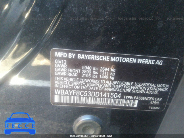 2013 BMW 7 SERIES 750LI XDRIVE WBAYF8C53DD141504 image 8