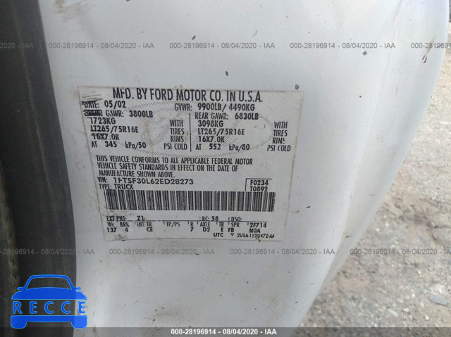2002 FORD SUPER DUTY F-350 SRW XL/XLT 1FTSF30L62ED28273 image 8
