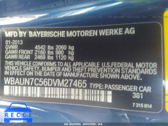 2013 BMW 1 SERIES 135I/135IS WBAUN7C56DVM27465 Bild 8