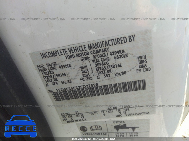2002 FORD SUPER DUTY F-350 SRW XL/XLT 1FDSF34F32ED37528 image 8