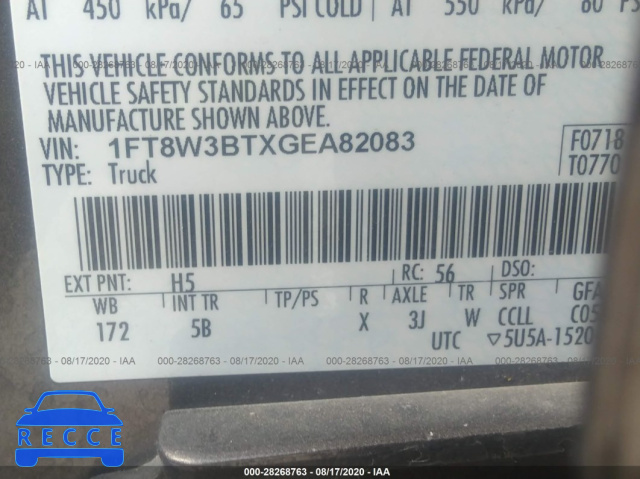 2016 FORD SUPER DUTY F-350 SRW PLATINUM/XL/XLT/LARIAT 1FT8W3BTXGEA82083 image 8
