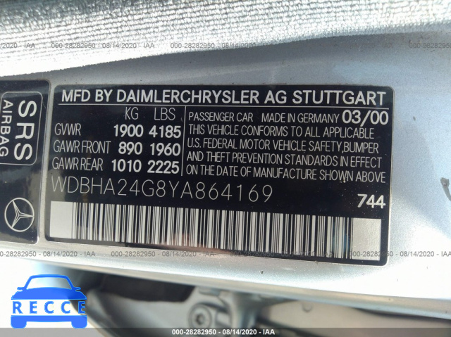 2000 MERCEDES-BENZ C-CLASS KOMPRESSOR WDBHA24G8YA864169 image 8