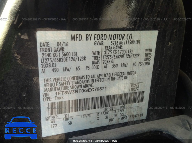 2016 FORD SUPER DUTY F-350 SRW PLATINUM/XL/XLT/LARIAT 1FT8W3BT0GEC70871 image 8