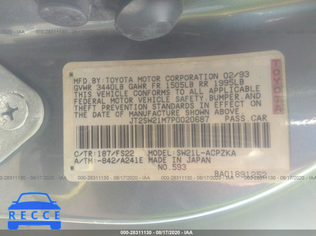 1993 TOYOTA MR2 JT2SW21M7P0020687 image 8