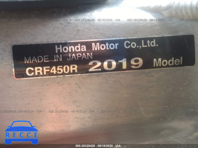 2019 HONDA CRF450 R JH2PE0737KK200257 зображення 9