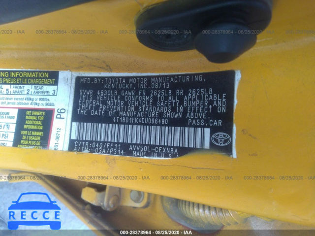 2013 TOYOTA CAMRY HYBRID LE/XLE 4T1BD1FK4DU096480 image 8