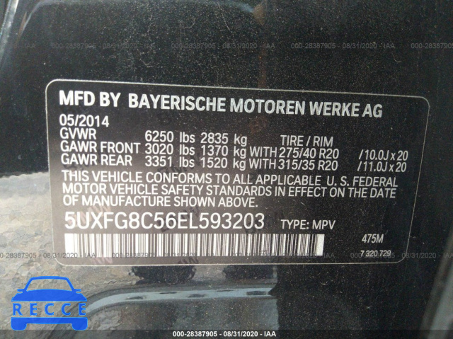 2014 BMW X6 XDRIVE50I 5UXFG8C56EL593203 image 8