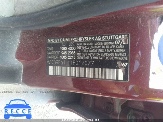 2001 MERCEDES-BENZ C-CLASS WDBRF61J11F017077 зображення 8