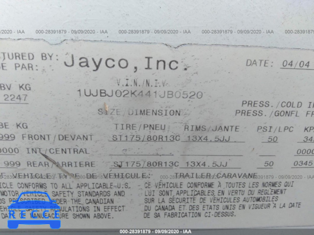 2004 JAYCO OTHER 1UJBJ02K441JB0520 зображення 8