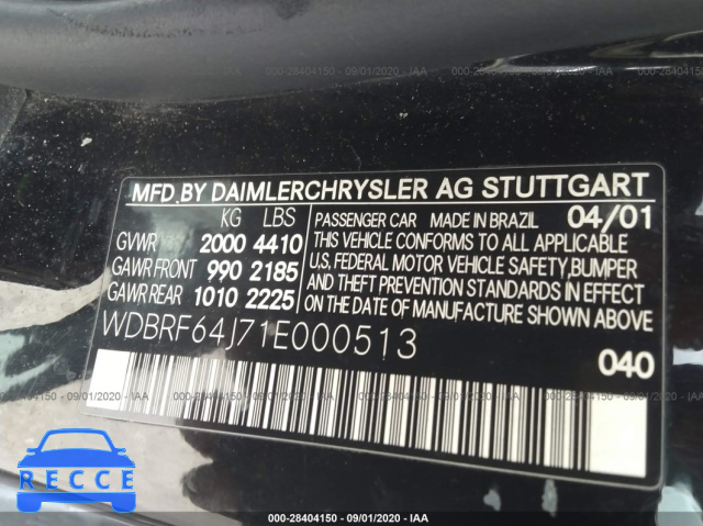 2001 MERCEDES-BENZ C-CLASS WDBRF64J71E000513 image 8