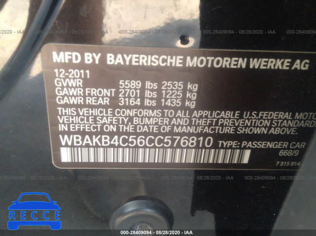 2012 BMW 7 SERIES 740LI WBAKB4C56CC576810 зображення 8