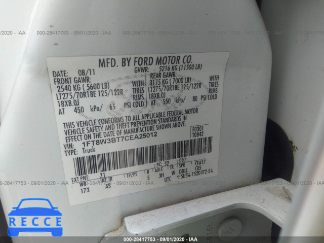 2012 FORD SUPER DUTY F-350 SRW XL/XLT/LARIAT/KING RANCH 1FT8W3BT7CEA25012 image 8
