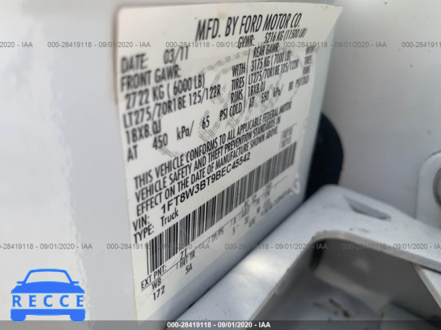 2011 FORD SUPER DUTY F-350 SRW XL/XLT/LARIAT/KING RANCH 1FT8W3BT9BEC45542 image 9