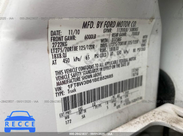 2011 FORD SUPER DUTY F-350 SRW XL/XLT/LARIAT/KING RANCH 1FT8W3B61BEB52685 image 8