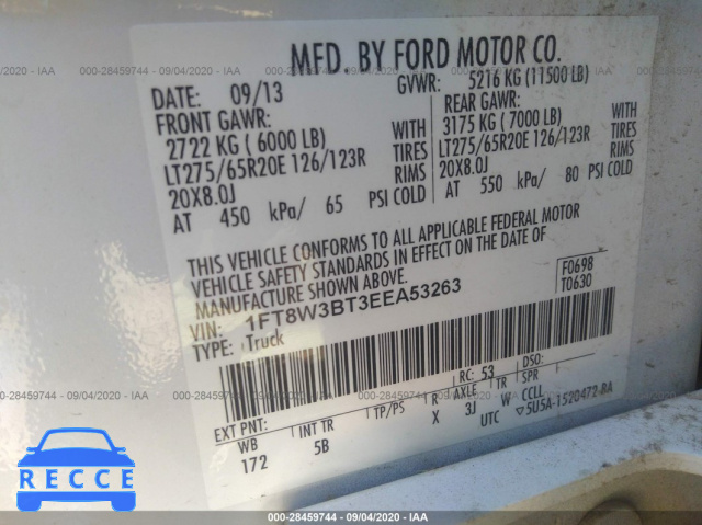 2014 FORD SUPER DUTY F-350 SRW XLT/XL/LARIAT/PLATINUM 1FT8W3BT3EEA53263 image 8
