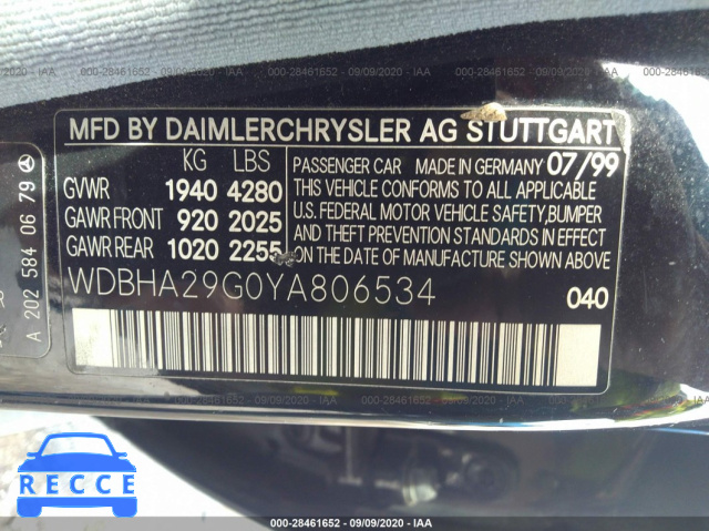 2000 MERCEDES-BENZ C-CLASS WDBHA29G0YA806534 Bild 8