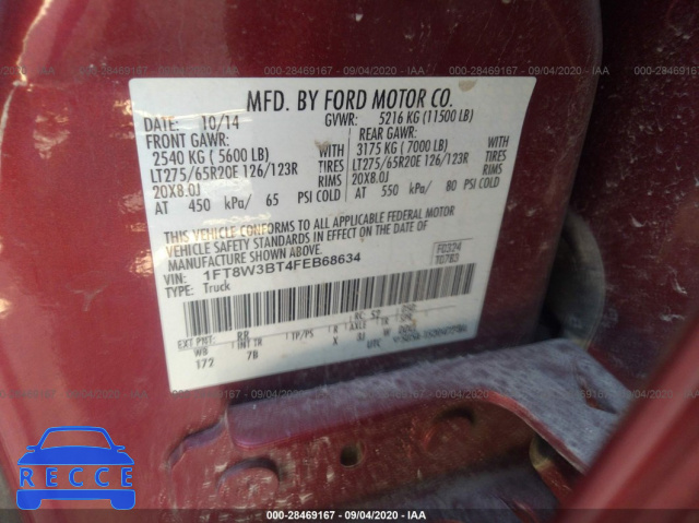 2015 FORD SUPER DUTY F-350 SRW PLATINUM/XL/XLT/LARIAT 1FT8W3BT4FEB68634 image 8