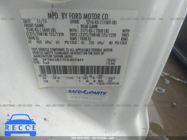 2014 FORD SUPER DUTY F-350 SRW XL/LARIAT/XLT 1FT8X3BT7EEB07421 image 8