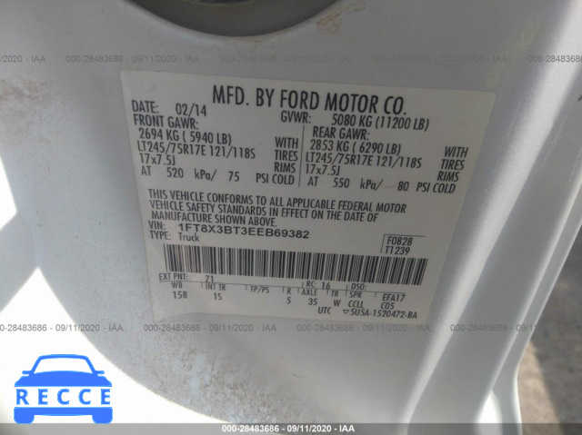 2014 FORD SUPER DUTY F-350 SRW XL/LARIAT/XLT 1FT8X3BT3EEB69382 image 8