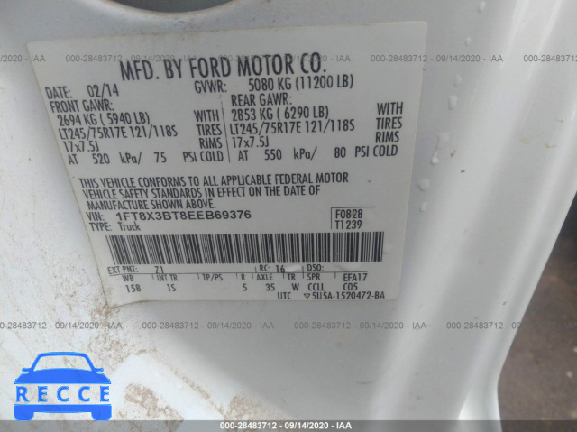 2014 FORD SUPER DUTY F-350 SRW XL/LARIAT/XLT 1FT8X3BT8EEB69376 image 8
