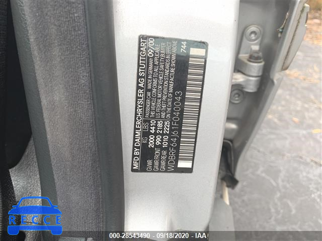 2001 MERCEDES-BENZ C-CLASS WDBRF64J61F040043 image 8