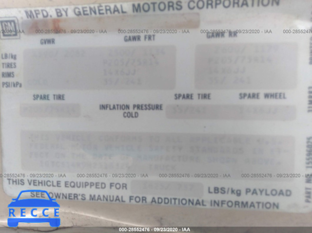 1987 GMC S TRUCK S15 1GTCS14R9H2518324 image 8