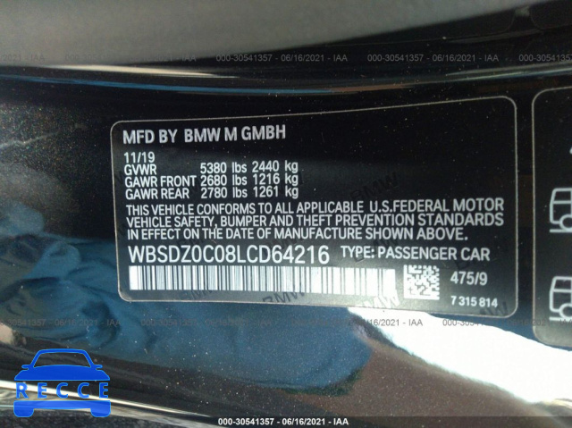 2020 BMW M8  WBSDZ0C08LCD64216 зображення 8