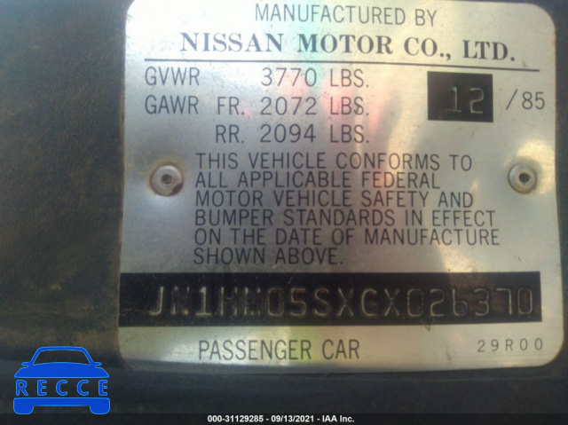 1986 NISSAN STANZA  JN1HM05SXGX026370 image 8
