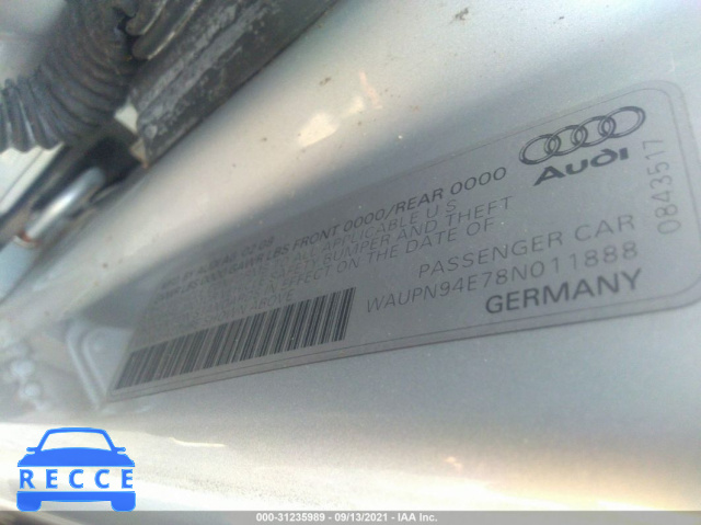 2008 AUDI S8  WAUPN94E78N011888 image 8